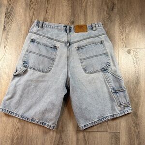 Vintage Route 66 Shorts Mens 34 Light Wash Blue Carpenter Denim Workwear Relaxed